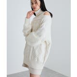 【洗える】オフショルケーブル編みミニワンピース | VIS  | 詳細画像26 