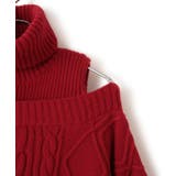 【洗える】オフショルケーブル編みミニワンピース | VIS  | 詳細画像31 