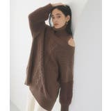 ブラウン系(23) | 【洗える】オフショルケーブル編みミニワンピース | VIS 