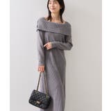 アシメオフショルリブニット美シルエットワンピース/着丈が選べる | VIS  | 詳細画像1 