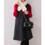 シャギーVネックミニ丈ジャンパースカート | VIS | 詳細画像11