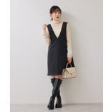 シャギーVネックミニ丈ジャンパースカート | VIS | 詳細画像3