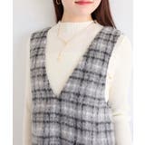 シャギーVネックミニ丈ジャンパースカート | VIS | 詳細画像35