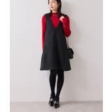 シャギーVネックミニ丈ジャンパースカート | VIS | 詳細画像8