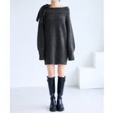 肩リボンミニ丈ニットワンピース/2WAY | VIS  | 詳細画像22 