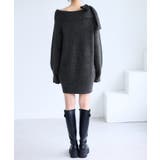 肩リボンミニ丈ニットワンピース/2WAY | VIS  | 詳細画像24 