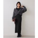 チャコール(06) | ねじりショートトップス付きロングニットワンピース/イージーケア | VIS