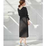 【WEB限定】ドット袖口リボンナローワンピース | VIS  | 詳細画像9 