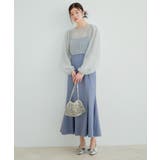 ブルー(44) | 【Lady】【VIS dress】パールブラウスジャガードワンピースセット | VIS 