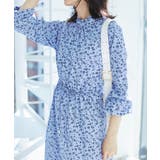サックス(48) | 【一部店舗/WEB限定】【洗える】ハイネックフリルフラワープリントワンピース | VIS