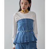 ブルー(44) | 【洗える】デニムフレアベアトップ | VIS