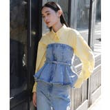 サックス(48) | 【洗える】デニムフレアベアトップ | VIS