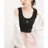 ブラック(01) | 【洗える】フロントロゴ刺繍タンクトップ | VIS 