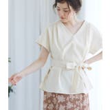 ホワイト(10) | 【セットアップ対応】【EASY CARE】麻調タックブラウス | VIS 