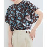 花柄＆無地スタンドネックパイピングスリーブブラウス | VIS  | 詳細画像11 