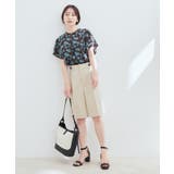 花柄＆無地スタンドネックパイピングスリーブブラウス | VIS  | 詳細画像13 