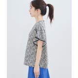 花柄＆無地スタンドネックパイピングスリーブブラウス | VIS  | 詳細画像20 