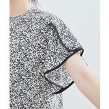 花柄＆無地スタンドネックパイピングスリーブブラウス | VIS  | 詳細画像23 