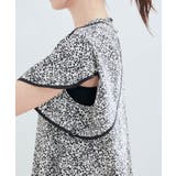 花柄＆無地スタンドネックパイピングスリーブブラウス | VIS  | 詳細画像24 