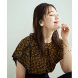 花柄＆無地スタンドネックパイピングスリーブブラウス | VIS  | 詳細画像31 