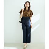 花柄＆無地スタンドネックパイピングスリーブブラウス | VIS  | 詳細画像32 