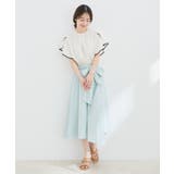 花柄＆無地スタンドネックパイピングスリーブブラウス | VIS  | 詳細画像8 