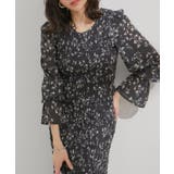 ブラック系(02) | 【セットアップ対応】花柄シャーリングブラウス | VIS