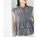 チャコール(06) | 【洗える】シアーフリルブラウス | VIS 