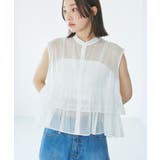 ホワイト(10) | 【洗える】シアーフリルブラウス | VIS 