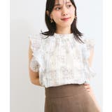 ベージュ系(28) | 【洗える】2WAYショルダーシアーチェックブラウス | VIS