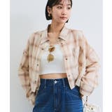 ベージュ(27) | シアー＆チェックショート丈シャツ | VIS 