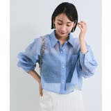 ブルー系(45) | シアー＆チェックショート丈シャツ | VIS 