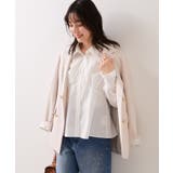 無地&ストライプダブルカラーウエスト切り替えシャツ | VIS | 詳細画像11