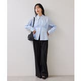 無地&ストライプダブルカラーウエスト切り替えシャツ | VIS | 詳細画像23