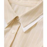 無地&ストライプダブルカラーウエスト切り替えシャツ | VIS | 詳細画像36