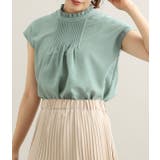 グリーン(30) | ピンタックフレンチスリーブブラウス | VIS 