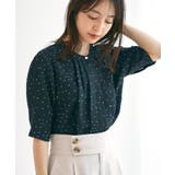 ブラック系(02) | 【防シワ】【2WAY】フロントタック5分袖ブラウス | VIS 