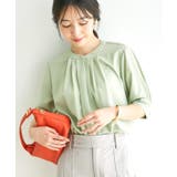 ライトグリーン(33) | 【防シワ】【2WAY】フロントタック5分袖ブラウス | VIS 