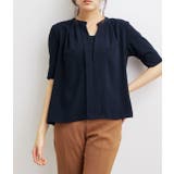 ネイビー(40) | 【防シワ】【2WAY】フロントタック5分袖ブラウス | VIS 