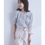 サックス(48) | 【防シワ】【2WAY】フロントタック5分袖ブラウス | VIS 