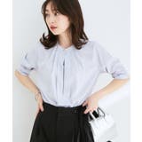 ラベンダー(52) | 【防シワ】【2WAY】フロントタック5分袖ブラウス | VIS 