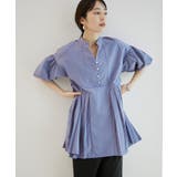 サックス(48) | パール釦プリーツチュニック | VIS 