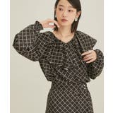 【セットアップ対応】【洗える】モノグラムフリルシャーリングブラウス | VIS  | 詳細画像1 