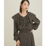 【セットアップ対応】【洗える】モノグラムフリルシャーリングブラウス | VIS  | 詳細画像10 