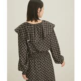 【セットアップ対応】【洗える】モノグラムフリルシャーリングブラウス | VIS  | 詳細画像11 