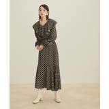 【セットアップ対応】【洗える】モノグラムフリルシャーリングブラウス | VIS  | 詳細画像12 