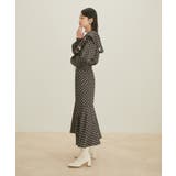 【セットアップ対応】【洗える】モノグラムフリルシャーリングブラウス | VIS  | 詳細画像13 