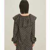 【セットアップ対応】【洗える】モノグラムフリルシャーリングブラウス | VIS  | 詳細画像16 