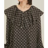 【セットアップ対応】【洗える】モノグラムフリルシャーリングブラウス | VIS  | 詳細画像18 