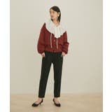 【セットアップ対応】【洗える】モノグラムフリルシャーリングブラウス | VIS  | 詳細画像5 